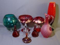 COLLECTION OF RUBY & ART FORM GLASSWARE