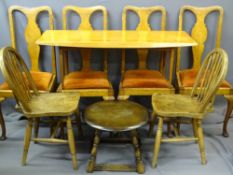 QUANTITY OF VINTAGE FURNITURE to include a set of four high back dining chairs, splat back with