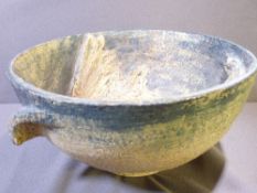 GOOD STUDIO POTTERY TWIN-HANDLED BOWL incised monogram and '77' to the base, the interior with