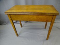 LATE GEORGIAN OAK FOLD-OVER TEA TABLE with pegged joints, 74cms height, 91.5cms width, 45cms depth