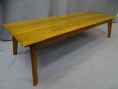 VINTAGE OAK RECTANGULAR COFFEE TABLE, 33.5cms height, 138cms length, 51cms width