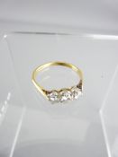 18CT DIAMOND RING, gold and platinum, O fit, visual estimate of three diamonds, .7ct, 2.1gms