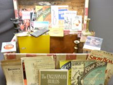 DOME TOP TRUNK with mixed contents including written music, brassware, tools ETC