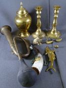 VINTAGE CAR HORN, a quantity of mixed brassware and similar items