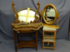 ASSORTED FURNITURE - two tier occasional table, toilet mirror, stools ETC