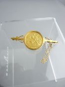 GOLD SOVEREIGN IN FULL BROOCH MOUNT, 1929, 11.6gms