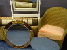 ART DECO STYLE CIRCULAR BEVEL GLASS SECTIONAL WALL MIRROR, white painted dressing table mirror,