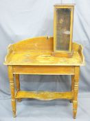 VICTORIAN SCUMBLE PINE WASH STAND, 92cms H, 90cms W, 41cms D, having shaped splashback and lower pot