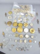 COLLECTION OF POCKET & WRIST WATCH PARTS, watch keys and strap buckles