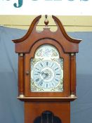 REPRODUCTION MAHOGANY EFFECT TRIPLE BRASS WEIGHT WESTMINSTER CHIME STRIKE LONG-CASE CLOCK, 211cms H