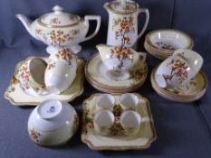 CROWN DUCAL FLORAL DECORATED DINNERWARE, approximately 40 pieces