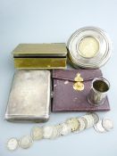 MISCELLANEOUS PARCEL including a silver cigarette case inscribed 'Tuggy Christmas 1890', 2.5ozs