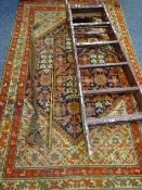 VINTAGE CARPET, ladder and a fly fishing rod by Alcock