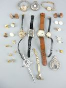COLLECTION OF MAINLY GOLD CASED LADY'S WRIST WATCHES, a silver pocket watch, a selection of stud
