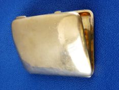 18CT GOLD CIGARETTE CASE of slightly curved plain form with initials to one corner of the lid, 2.