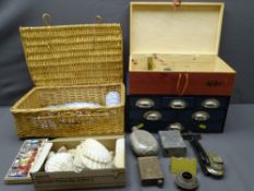PICNIC BASKET, stationery box, decorative shells ETC