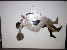 DAVID STEADMAN three dimensional 'woodcut of an Olympian' on board, 80 x 110cms
