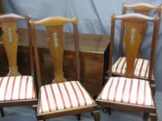 PERIOD GATE LEG TABLE and set of four splatback dining chairs with central embossed motif