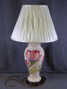 MOORCROFT TABLE LAMP cream ground, 36cms H E/T