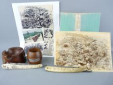 BOER WAR, SCRIMSHAW & TREEN - a collection to include an original photograph taken at Spions Kop