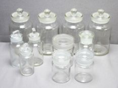 APOTHECARY JARS - various sizes with lids