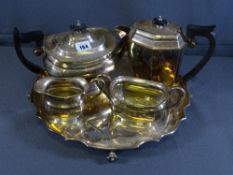 ELECTROPLATE TEA SERVICE, four piece and a four footed tray