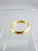 22CT GOLD WEDDING BAND, medium width, 3.8gms