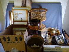 WEST GERMAN PLANTER, electroplate candelabra, ornamental brass and other metalware, oriental cork