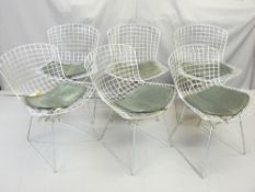 SET OF SIX CIRCA 1960s RETRO CHROMED STEEL CHAIRS possibly Knoll Studio by Harry Bertoia, all with