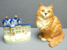 BESWICK CAT, MATT FINISH, and a Staffordshire flat back of Stanfield Hall