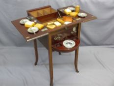 NICE QUALITY METAMORPHIC MAHOGANY GAMES TABLE with interior counters and containers, 76cms H, 42 x