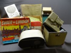 BOARD GAMES, projector and miscellaneous items