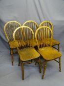 FIVE WINDSOR STYLE KITCHEN CHAIRS, hoop and spindlebacked