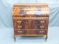 REPRODUCTION FRENCH STYLE CYLINDER FRONT BUREAU, 97.5cms H, 91.5cms W, 47cms D