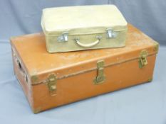VINTAGE TRAVEL TRUNK and a suitcase, various measurements