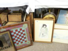 PUB ADVERTISING MIRRORS and a large quantity of paintings and prints ETC (several boxes)