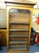 VICTORIAN MAHOGANY SINGLE GLAZED DOOR BOOKCASE with interior adjustable shelves, 189cms H, 106cms W,