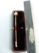 DIAMOND SOLITAIRE GOLD STICK PIN, visual estimate of diamond 1/4 to 1/2ct, 2.6gms total