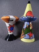 LORNA BAILEY - toadstool shaped sugar shaker and a short stemmed vase