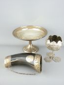 SILVER PARCEL - a plain Gorham sterling tazza, 18cms diameter, 10ozs gross (loaded), an Indian