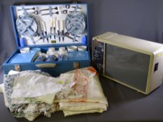 EUMIG R 2000 INSTAPROJECTION, quantity of vintage linen and a Brexton picnic case with comprehensive