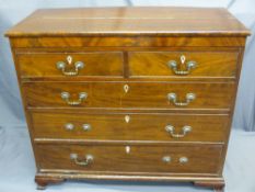CIRCA 1900 MAHOGANY CHEST of three long and two short drawers on bracket feet, 96cms H, 108cms W,