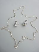 LINK CHAIN & EARRINGS, a 925 silver chain and cubic zircon cluster earrings, 2.5gms