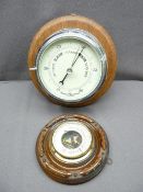 SHIP'S BAROMETER and a wall hanging barometer