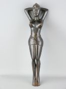 AFRICAN CARVED WOODEN NUT CRACKER of a scantily clad female, 34cms L