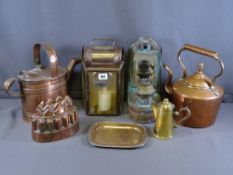 COPPER JELLY MOULD, other copperware, brass lanterns ETC