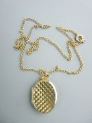 NECKCHAIN & PENDANT, a 9ct gold fine-link chain, 6gms and a 9ct Front and Back oval locket