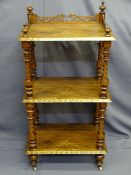 WHATNOT - inlaid three tier on castors