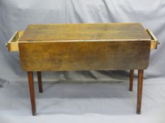EARLY POLISHED DROP SIDE TABLE with end drawers, 122cms W