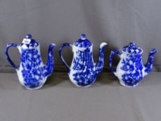 FLOW BLUE - three coffee pots